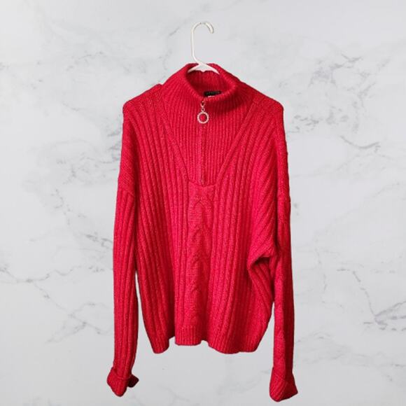 Venus Quarter Zip Sweater Rhinestone Zipper Pull Size XL - Picture 2 of 8